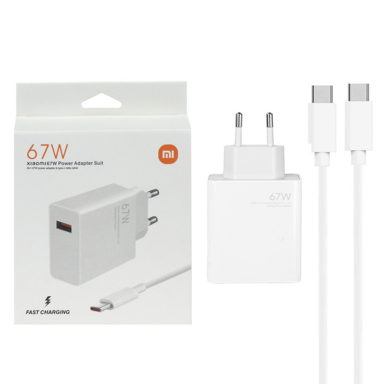شارژر دیواری 67W فست تک پورت Xiaomi مدل MDY-12-ES به همراه کابل شارژ Type-C - سفید - (گارانتی پارتیان پایا)
