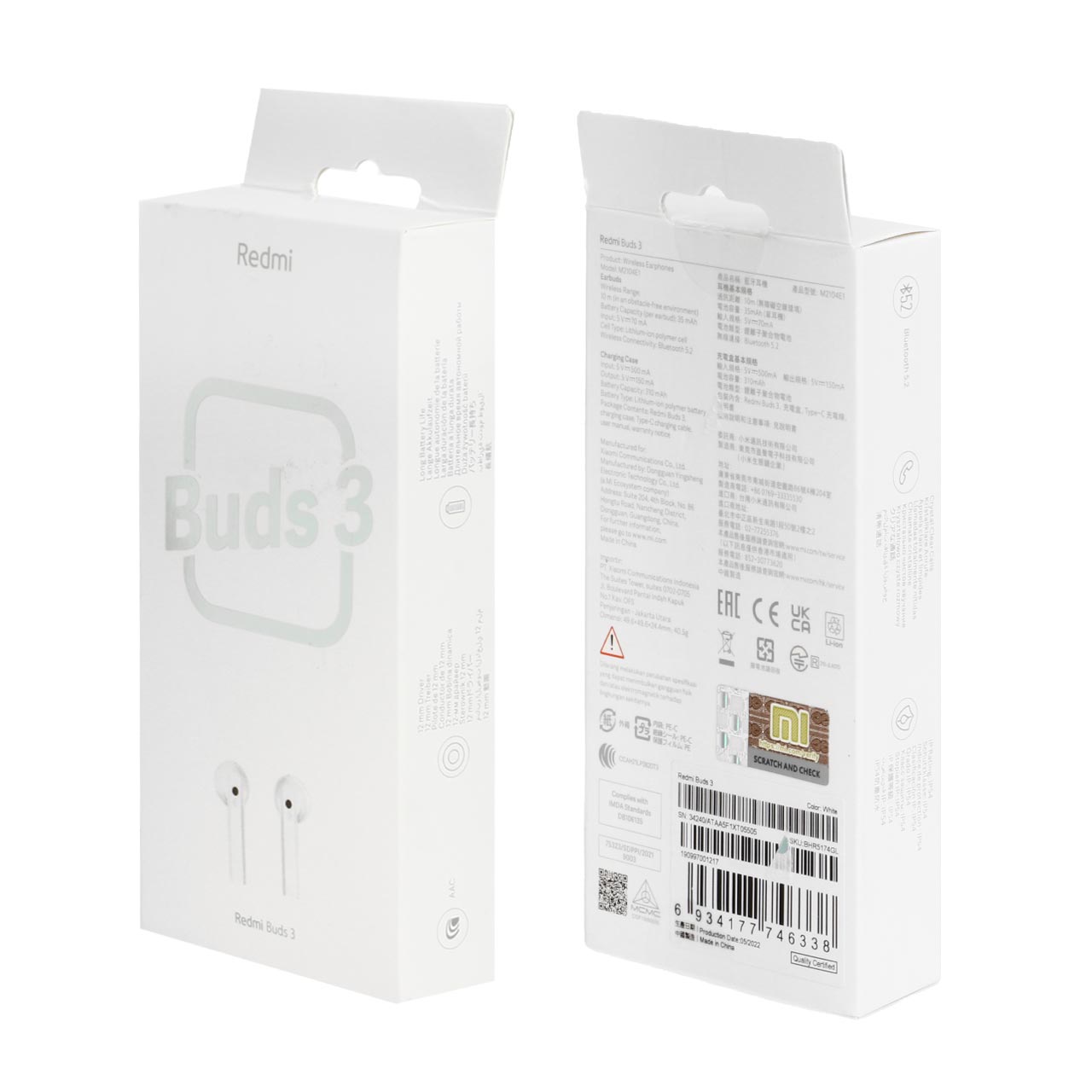ایرفون بی سیم شیائومی buds 3 مدل M2104E1 Global - سفید