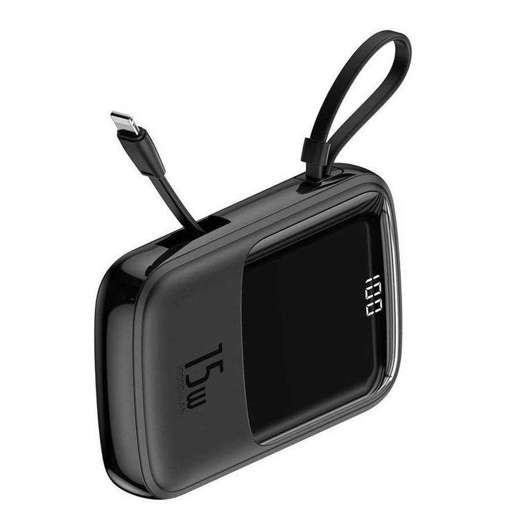 پاوربانک بیسوس مدل Qpow PPQD-B01 15W ظرفیت 10000mAH همراه کابل متصل لایتنینگ