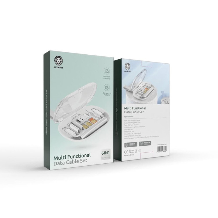ست کابل داده چند منظوره 6 در 1 گرین Green 6 in 1 Multi Functional Data Cable Set