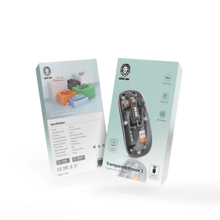 موس بی سیم شفاف گرین لاین مدل Transparent Mouse 2 GL-112