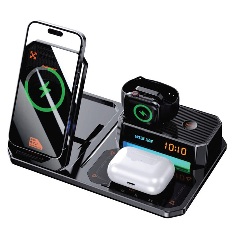 شارژر وایرلس 6 کاره گرین لاین Green Lion 6 IN 1 Multi Functional Wireless Charger توان 15 وات