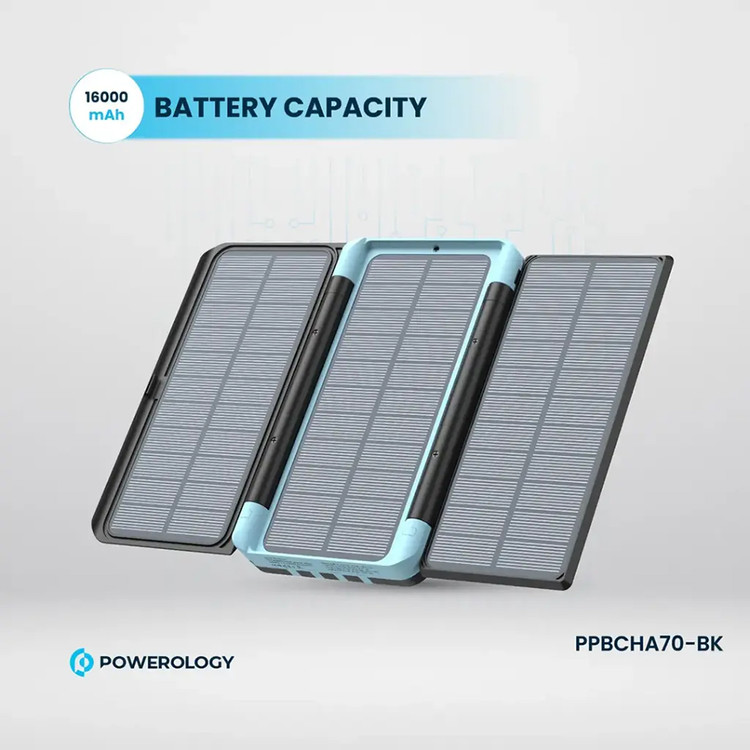 پاوربانک خورشیدی پاورولوژی مدل Powerology Multi-Cable 16000mA Solar