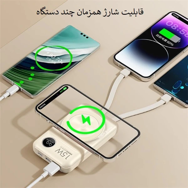 پاوربانک ریمکس مدل MagSafe Wireless Fast Charge RPP-527 ظرفیت 10000 میلی آمپر ساعت