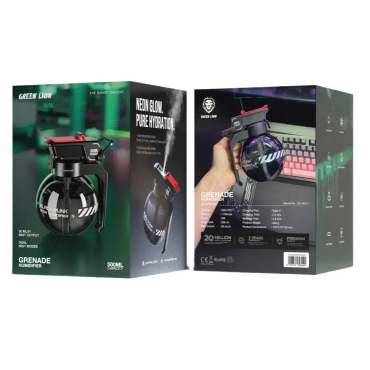 خوشبو کننده و رطوبت ساز هوا طرح نارنجک گرین لاین مدل Grenade ا Green Lion Grenade Humidifier with 500mL Water Tank Capac