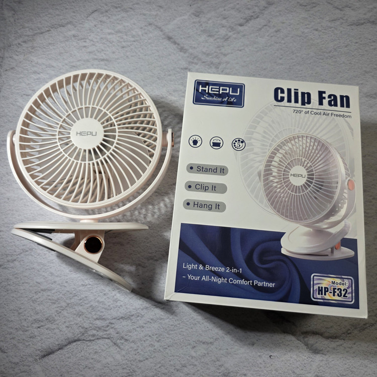 پنکه شارژی Hepu گیره دار مدل HP-f32