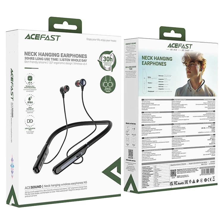 هندزفری بلوتوث گردنی ایس فست مدل N5 Wireless Earphones
