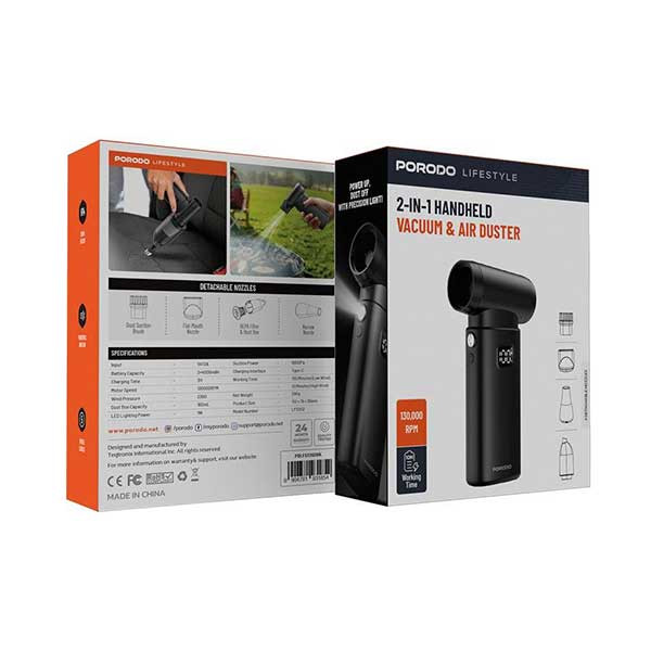 جاروبرقی و دمنده دستی پرودو مدل (جت فن)Porodo Lifestyle 2-in-1 Handheld Vacuum & Air Duster