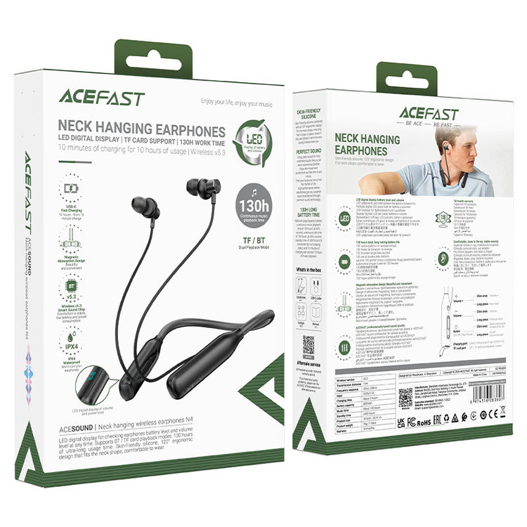 هندزفری بلوتوث گردنی ایس فست ACEFAST N4 Wireless Earphones رم خور