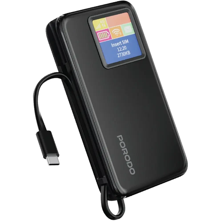 مودم جیبی Porodo 4G LTE & Wi-Fi 6 PB087 با پاوربانک 10000mAh