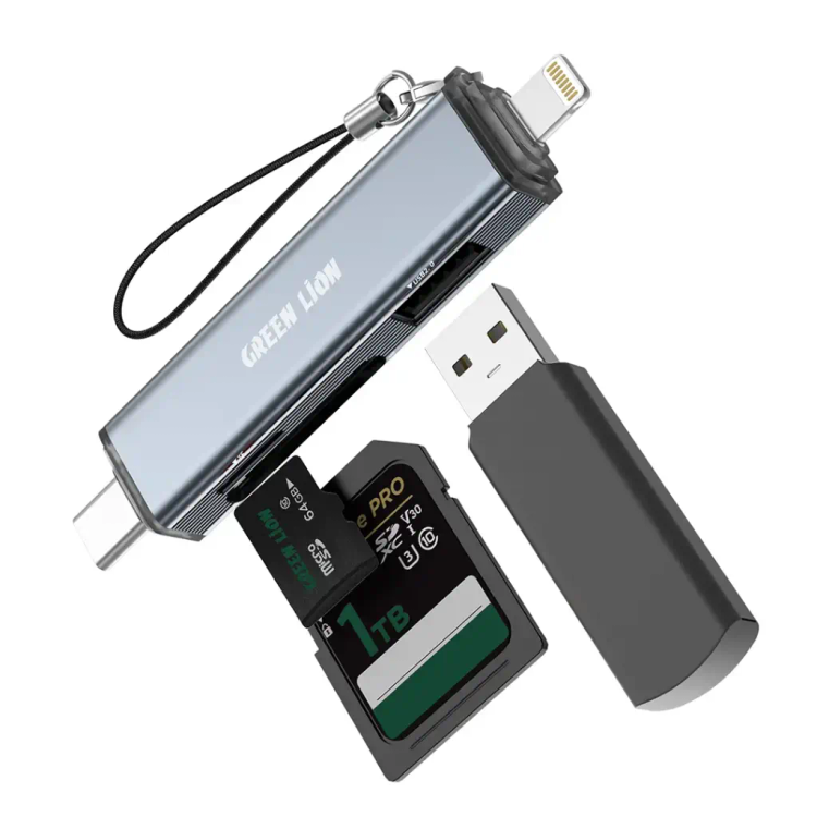 رم ریدر 3در1 با قابلیت اتصال USB-C و لایتنینگ گرین