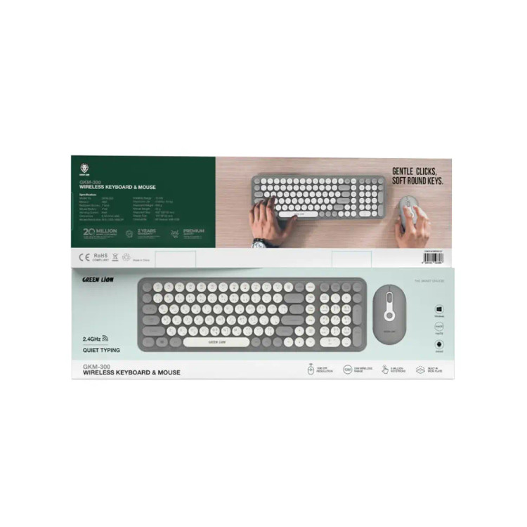 صفحه کلید + ماوس بی سیم GKM-300 گرین