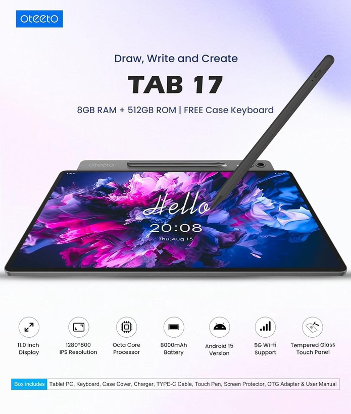 تبلت اوتتو مدل Tab 17 Stylus با حافظه ۵۱۲ گیگابایت(2 سیم کارت همراه با ریجیستری )