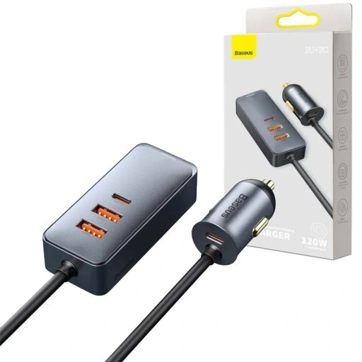 شارژر فندکی بیسوس دارای 4 پورت و توان 120 وات