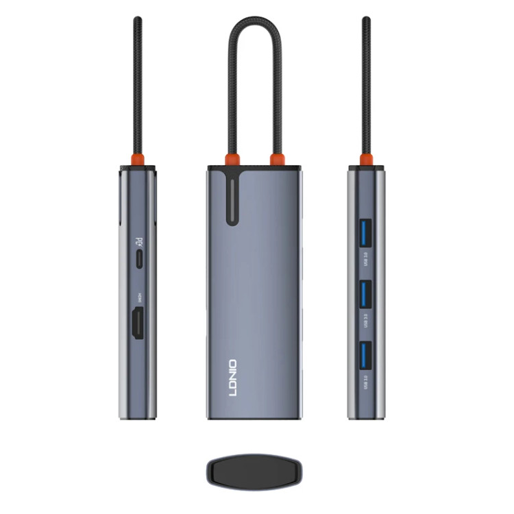 هاب 5 پورت تایپ سی الدینیو LDNIO 5in1 Type-c Hub Adapter DS-15H توان 100 وات