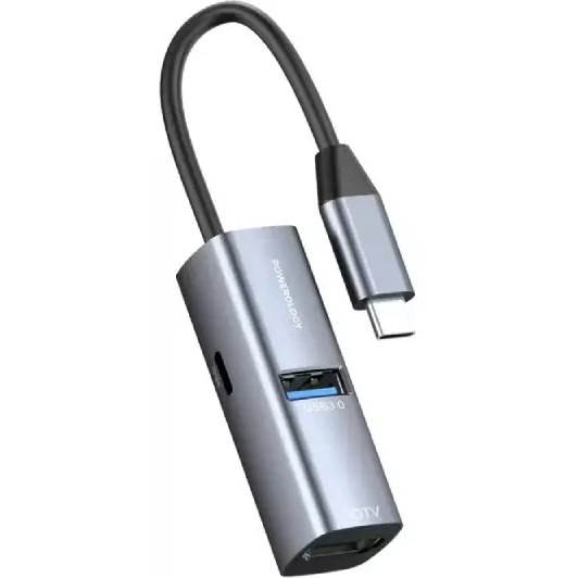 هاب پاورولوژی مدل Powerology Aluminum Mini USB-C Hub 100W PD