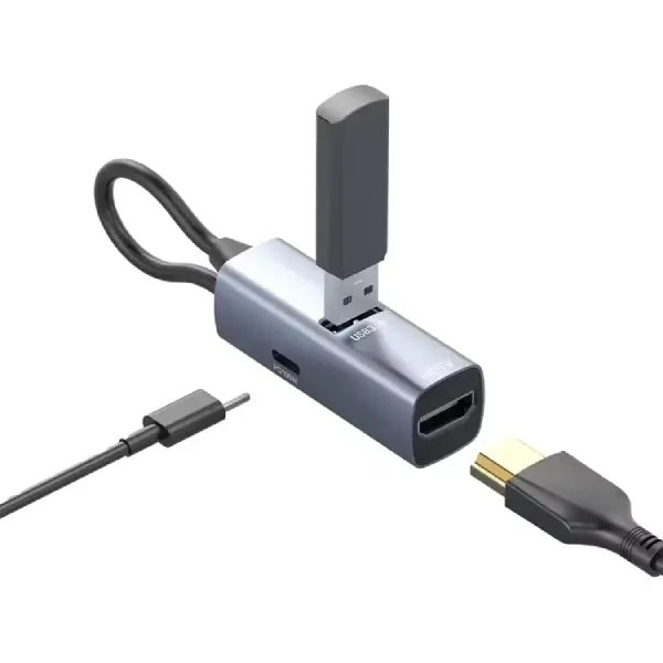 هاب پاورولوژی مدل Powerology Aluminum Mini USB-C Hub 100W PD