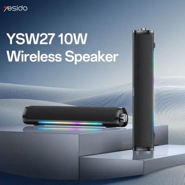 اسپیکر و ساندبار بلوتوثی 10 وات Yesido مدل YSW27 با نورپردازی RGB – رنگ مشکی