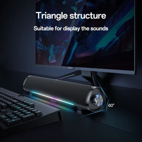 اسپیکر و ساندبار بلوتوثی 10 وات Yesido مدل YSW27 با نورپردازی RGB – رنگ مشکی