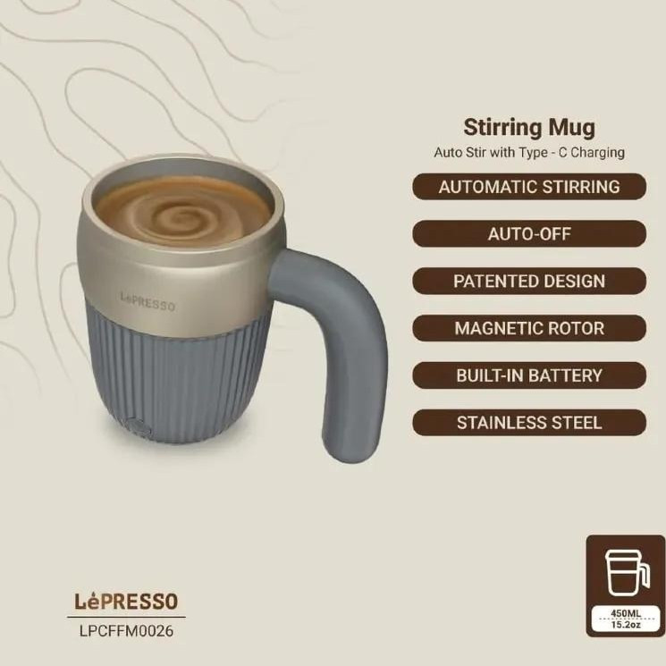 ماگ همزن دار لپرسو LePresso Auto Magnetic Stirring Mug LPCFFM0026 ظرفیت 0.45 لیتر