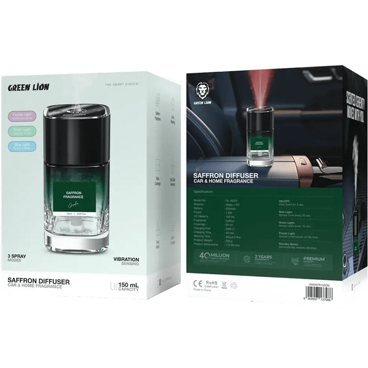 خوشبوکننده هوای 150 میلی گرین لاین با رایحه زعفران مدل Green Lion Saffron Diffuser GL-AD20
