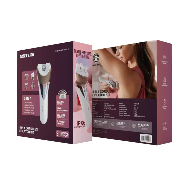 کیت اپیلاتور بیسیم 5 در 1 گرین Green Lion 5 in 1 Cordless Epilator Kit
