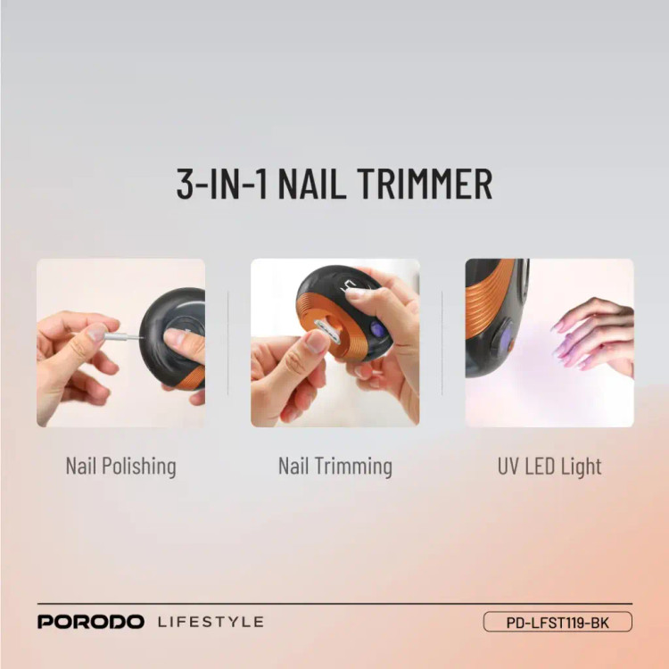 ست کامل ناخن گیر شارژی پرودو Porodo All-In-One Nail Trimmer Set PDLFST119BK