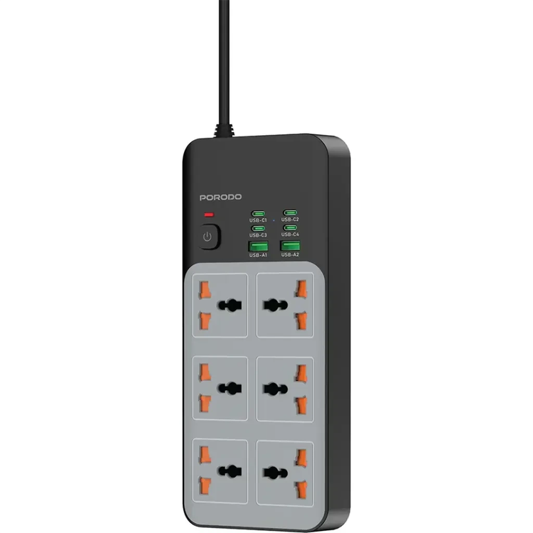 چندراهی برق پرودو مدل PDFWCH100 ظرفیت ۳۰۰۰ وات با ۶ پورت USB