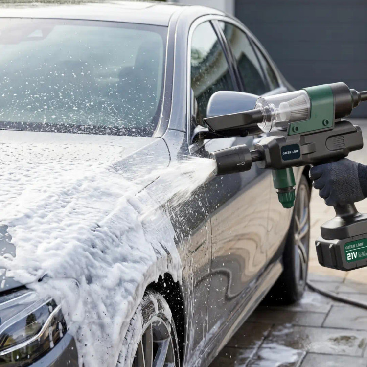 کارواش شارژی و جارو سه کاره مدل Green Lion Trio Wash Gun Car Wash