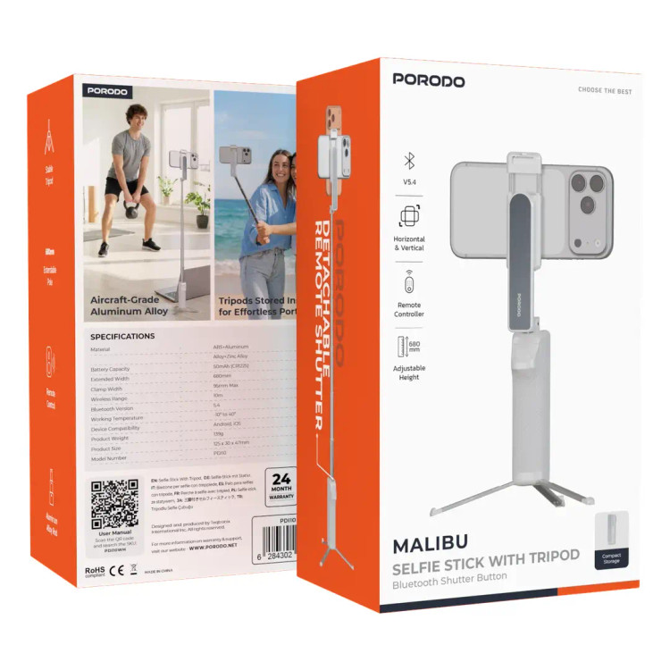 مونوپاد و سهپایه سلفی پرودو Malibu با ریموت بلوتوثی