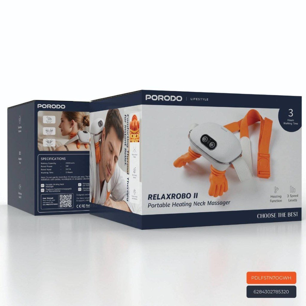 ماساژور گردن و شانه شارژی پرودو مدل RELAXROBO II با ۳ سرعت و گرمایش